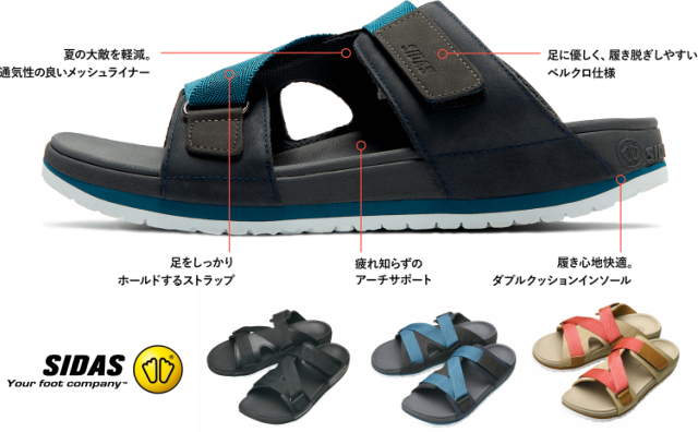 シダス SIDAS 3Dサンダル インソールメーカーの履きやすく脱げにくい快適サンダル♪ | 株式会社持田スポーツ